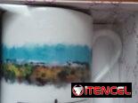 Jarra de ceramica blanca muy elegante con imagen antigua de Casablanca