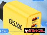 🔌​ CARGADOR 65 WATT 🔌​  4 SALIDAS – 2 TIPOC 2 USB 🔌​  — PLUG AMERICANO 🔌​ — 5.8872360