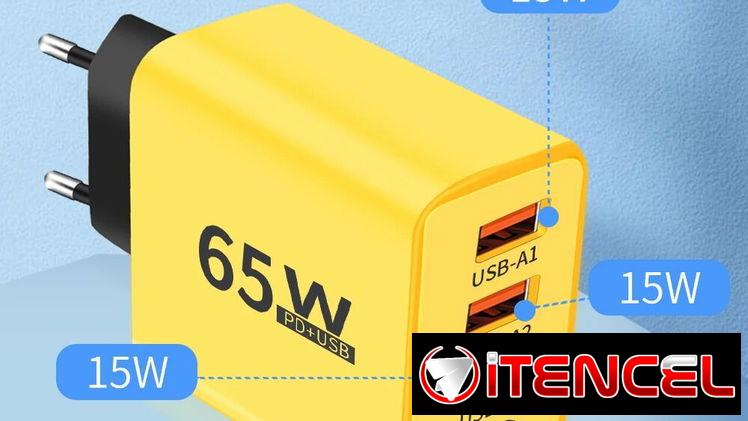 🔌​ CARGADOR 65 WATT 🔌​  4 SALIDAS – 2 TIPOC 2 USB 🔌​  — PLUG AMERICANO 🔌​ — 5.8872360