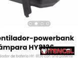 Ventilador-powerbank +lámpara HY8136.Ventilador de batería HY-8136 con una potente batería recargable de 20000 mAh
