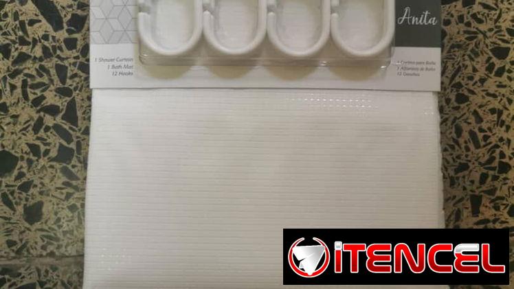 💜Set para baño de 14 piezas Incluye: 1 cortina para baño: 180cm x 180cm 1 alfombra de baño: 38cm x 69cm 12 ganchos de c