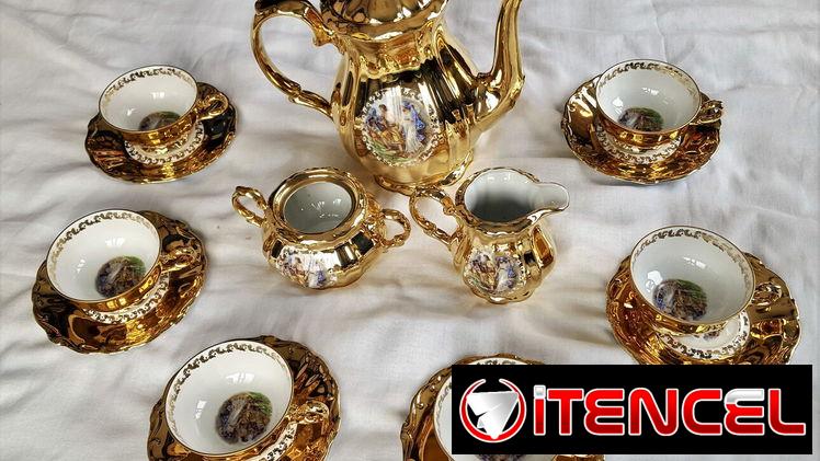VAJILLA DORADA DE PORCELANA ALEMANA