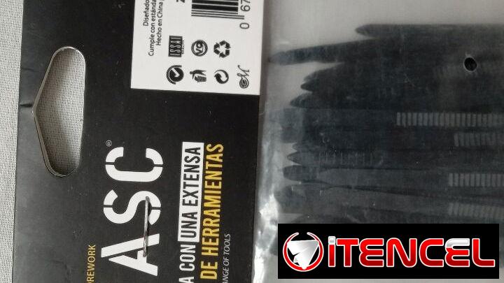 Amarre plástico negro multiusos fabricado con nylon 66. Alta Resistencia. 20cmx3,6mm. Estuche sellado con 100 bridas