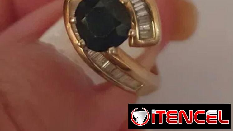 Anillo Zafiro y diamantes, oro 14 k