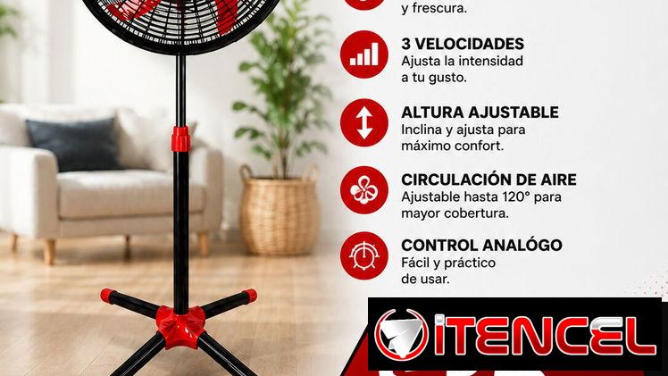 VENTILADOR DE PEDESTAL ROYAL 💨 Potencia y frescura al instante Ventilador estable, potente y ajustable con 5 aspas y 3