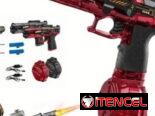 Juego de 4 Pistolas láser, pistolas de agua con disparo automatico, ametralladoras, carro de control remoto
