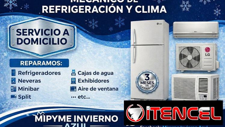 TÉCNICO / MECÁNICO DE REFRIGERACIÓN Y AIRE ACONDICIONADO (NEVERA, BEBEDERO ,SPLIT) SERVICIO A DOMICILIO.