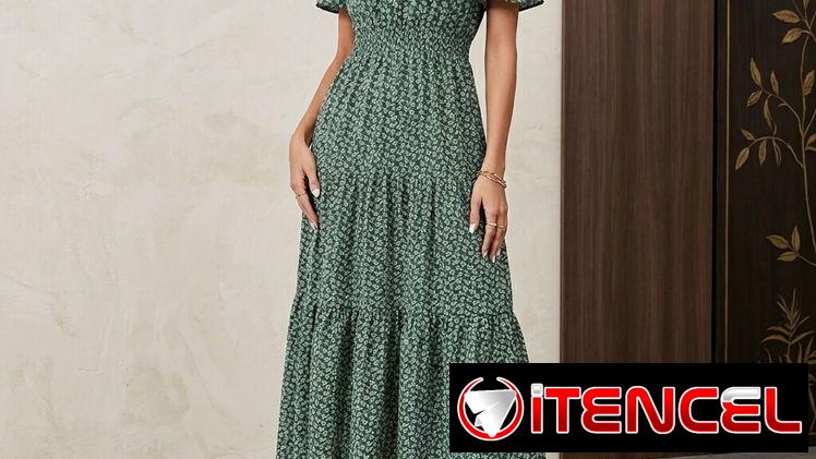 Vestido Midi Boho Verde Floral – Edición Smock Talla S 25