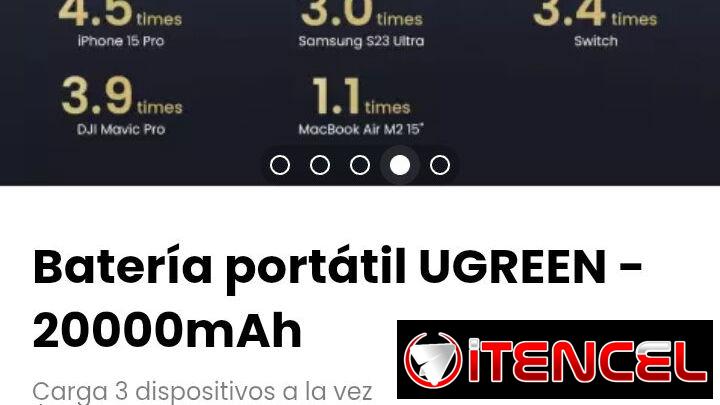 Batería portátil UGREEN – 20000mAh. Modelo: UGREEN 100W