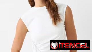 Top blanco Crop, Top, blusa, asimétrica. Ideal para salidas en el atardecer, brunch.