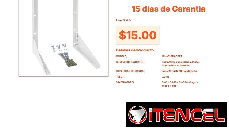 Base de Pared para Compresor de Split ML-AC-BRACKET de Lujo $15.00 VPT#-0292