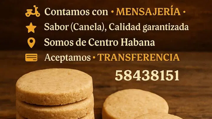 Deliciosas torticas o polvorones de canela.    📅 trabajamos todos los días  📍Centro habana  🚴‍♀️ mensajería