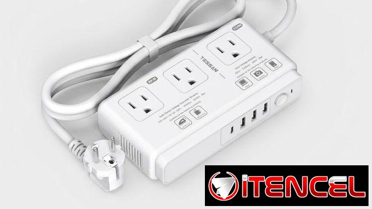 ☎️53544655 🛵 Entrega Disponible ⭐ TESSAN Extensión Eléctrica con USB – Regleta Multitoma⭐