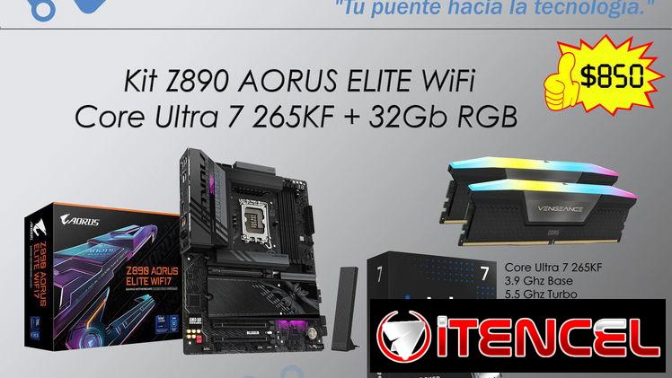 !!💻!! Kit GIGABYTE Z890 AORUS ELITE WIFI7 / Intel Core Ultra 7 265KF (Serie 2) / 32GB DDR5 @ 6400 CORSAIR RGB