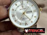 Reloj de hombre de acero inoxidable plateado y dorado marca poedagar