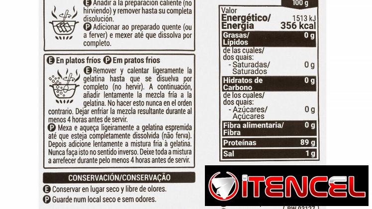 Gelatina neutra en Láminas sobre de 12 láminas