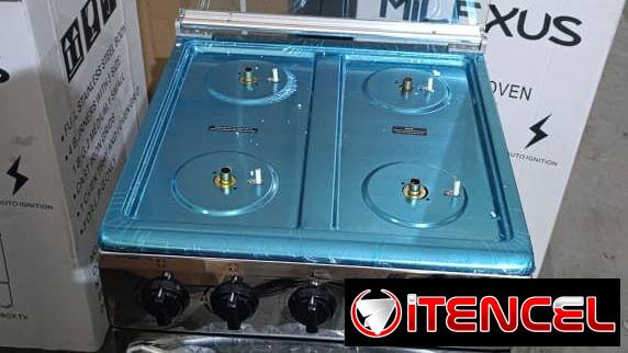 🚧 COCINA DE GAS CON 4 QUEMADORES MILEXUS 20″ EN COLOR PLATEADO  🚧