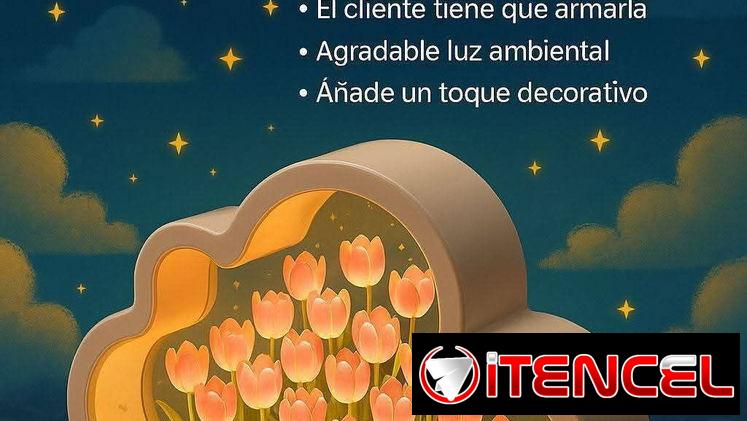 Lámpara led con diseño de nube y tulipanes