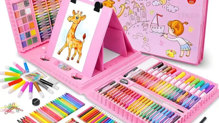 JUEGO DE COLORES  Kit De Dibujo Lápices Marcadores 208pcs Trazo Embalaje Rosa