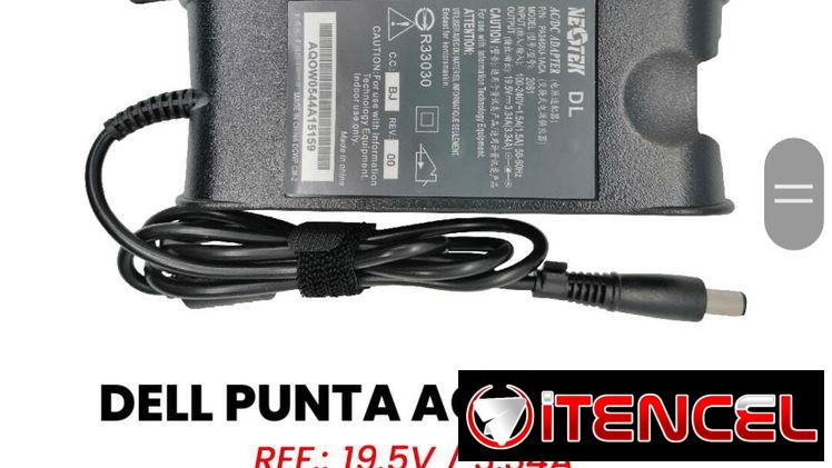 Cargador para Laptop Dell de punta fina de 19.5v 2.31a, nuevo mas garantia.