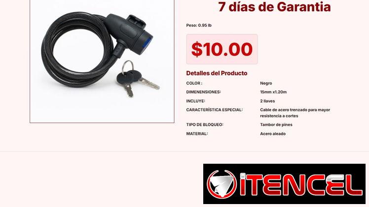 Cable de 1.20 metros define a este Candado de cable con llave largo VPT#-0067