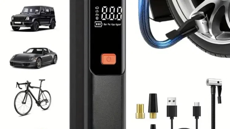 Bomba de Aire para Neumáticos, Inflador Portátil adecuado para Bicicletas, Motocicletas y Diversos Balones, Compresor co