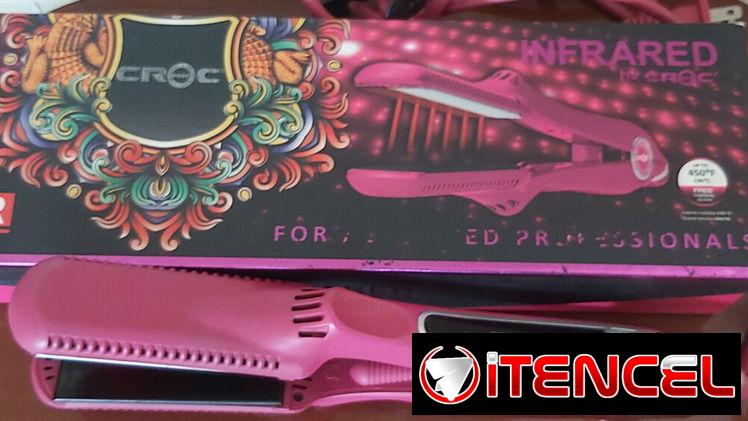 🌡Plancha de cabello de uso marca Croc de placas de titanium y calentadores de cerámica. Temperatura ente 137 y 230°C.
