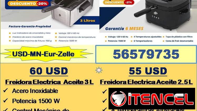 FREIDORAS ELECTRICAS DE ACEITE 2.5-3L..tlf 56579735/(USD-MN-Eur-Zell)/Garantía 6m/Recogida en Marianao/Tpte (Costo Adic)