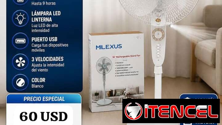 Ventilador recargable de pedestal marca  Milexus 16″
