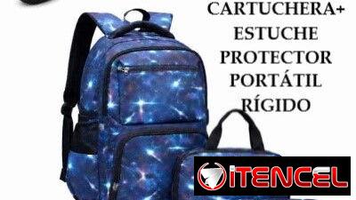 JUEGO DE MOCHILA CON LONCHERA Y CARTUCHERA+ESTUCHE PROTECTOR PORTÁTIL RÍGIDO, ENTREGA DE FACTURA, VARIEDAD DE COMBOS