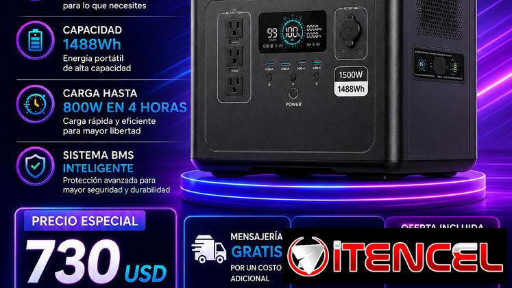 ‼OFERTA ESPECIAL‼ OUPES EXODUS 1500W, Pico 3600 , Capacidad 1488Wh ,Carga hasta 800W en 4 horas + DISCO DURO DE 320GB +
