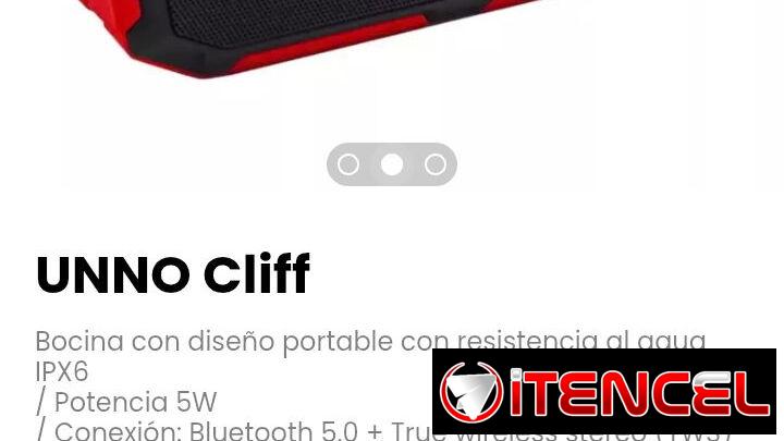 Bocina con diseño portable con resistencia al agua IPX6. UNNO Cliff