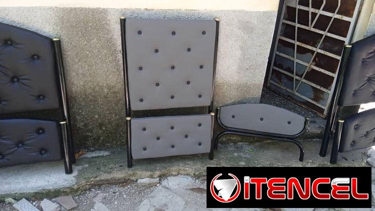 Cama personal de tubo tapisada con mesas de noche y barandas si las desea el color lo elige usted.