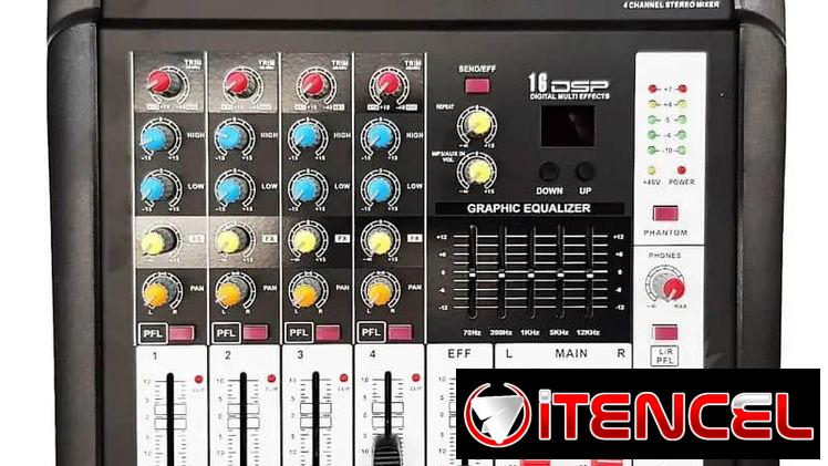 Mixer, Consola de Audio Auto amplificada. Mezcladora amplificada 4 canales