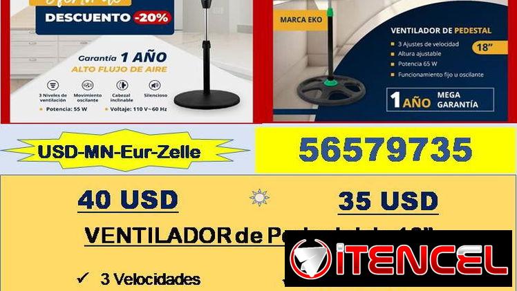 VENTILADORES de Pedestal de 18″..tlf 56579735./(USD-MN-Eur-Zelle)/Recogida Marianao/garantía 1A/Tpte (Costo Adicional)