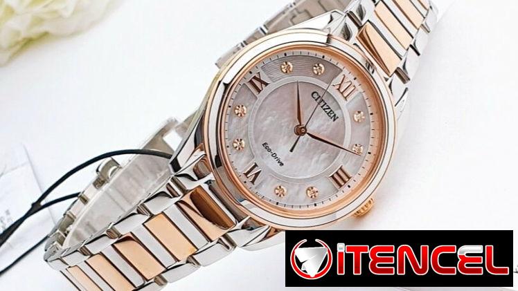 CITIZEN ECODRIVE AREZZO (EM0876-51D) DE MUJER CON CRISTAL ZAFIRO , 32MM EN ACERO INOXIDABLE , NUEVO A ESTRENAR 58049738