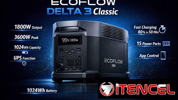 Ecoflow delta 3 classic de 1024wh – salida 1800w y pico x-boost 3600wh 0km sellada caja garantia soy tienda fisica