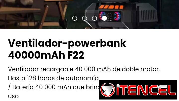 Ventilador-powerbank 40000mAh F22. Nuevo