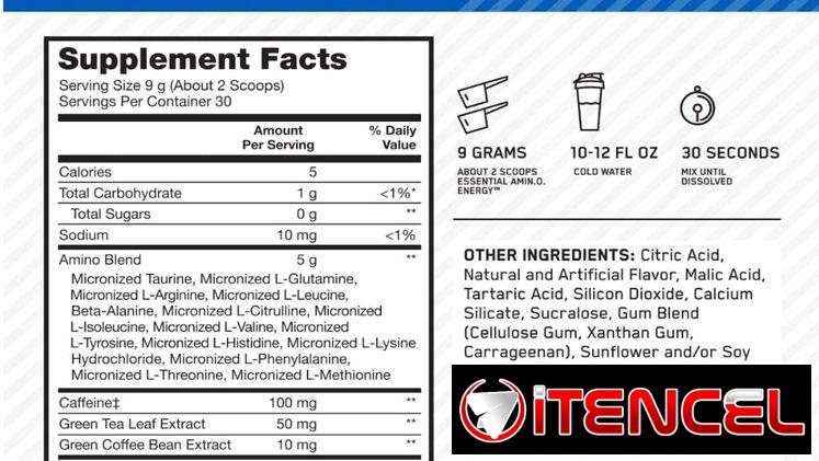 Optimum Nutrition Amino Energy – 30 Servicios Blue Raspberry 25$ +Un regalo