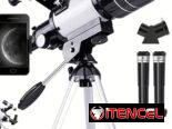 Telescopio astronómico 150X de alta potencia, portátil con apertura de 2.756 in (refractor HD, trípode)