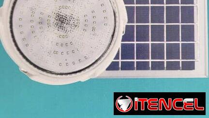 🔆 Lampara Solar 200W. 24cm de diámetro. Para interiores y exteriores cubiertos. 6500K Blanco Frío.  Aprox. 10hr autonom