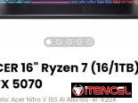 ACER 16″ Ryzen 7 (16/1TB) RTX 5070. Modelo: Acer Nitro V 16S AI ANV16S-41-R2DX