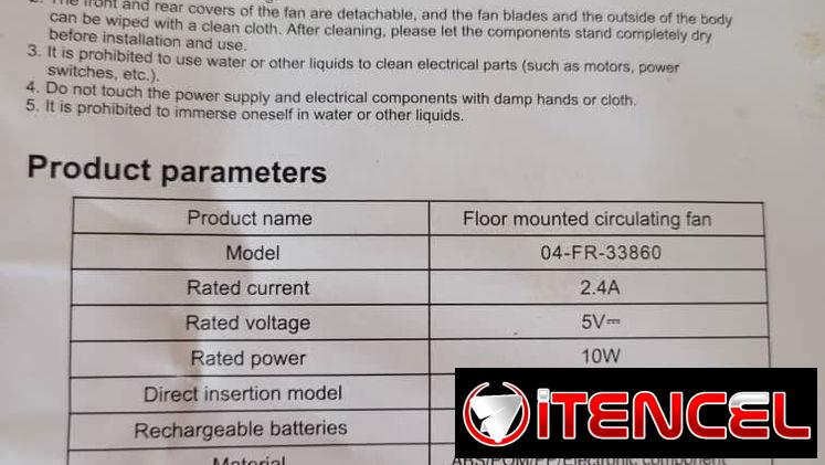 Ventilador recargable Saco