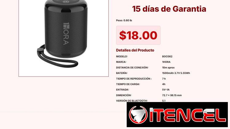 Bocina Bluetooth 1Hora BOC062 con 15 días de prueba técnica pro VPT#-0038