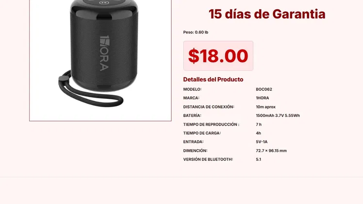BOC062 1HORA Portable Bluetooth Speaker VPT#-0038