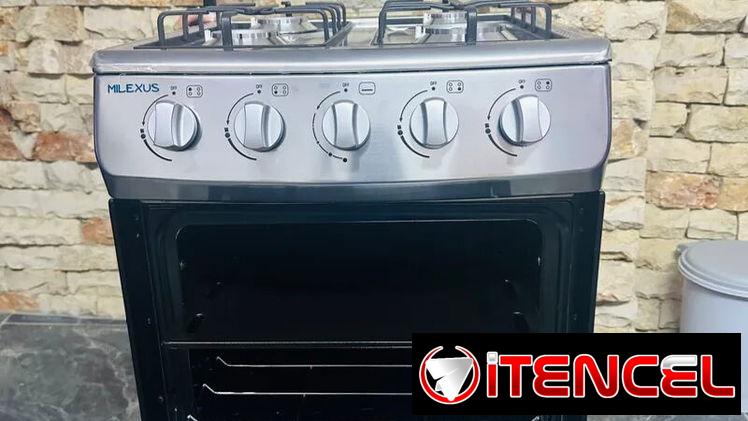 Cocina de gas con horno de 4 quemadores con magneto marca Milexus