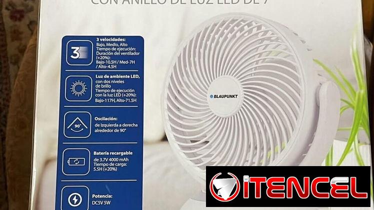 Ventilador recargable Blaupunkt de 7 pulgadas