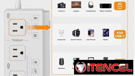 TESSAN Extensión Eléctrica con USB – Regleta Multitoma | videojuegoshabana.com