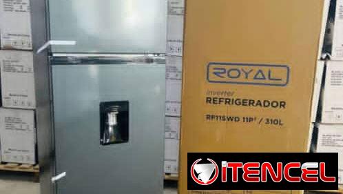 REFRIGERADOR ROYAL 11 PIES INVERTER CON DISPENSADOR  COLOR GRIS CONGELACION SECA  MEDIDAS:575X670X1708 525  USD 💸