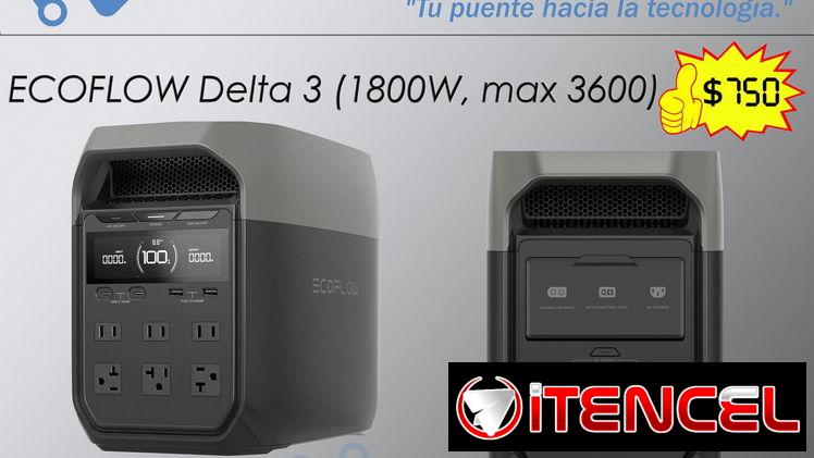 !!💻!! Estación de energía ECOFLOW DELTA 3, 1024Wh Batería LiFePO4 (LFP), 1800W (nominal), 3600 (max)!!💻!!